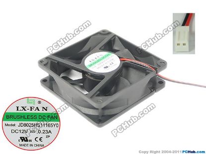 Picture of Lx-Fan JD8025HS11165Y0 Server - Square Fan sq80x80x25, w120x2x2, 12V 0.23A