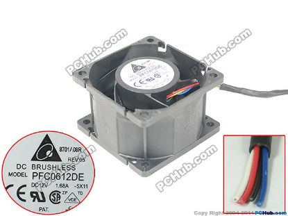 Picture of Delta Electronics PFC0612DE Server - Square Fan -5X11, sq60x60x38mm, 4-wire, DC 12V 1.68A