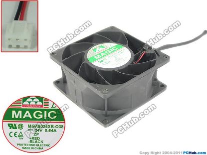 Picture of Protechnic Magic MGA8024XB-O38 Server - Square Fan SF80x80x38, w150x2x2, 24V 0.54A