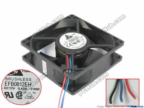 Picture of Delta Electronics EFB0812EH Server - Square Fan -F00R, sq80x80x25, 3-wire, 12V 0.42A