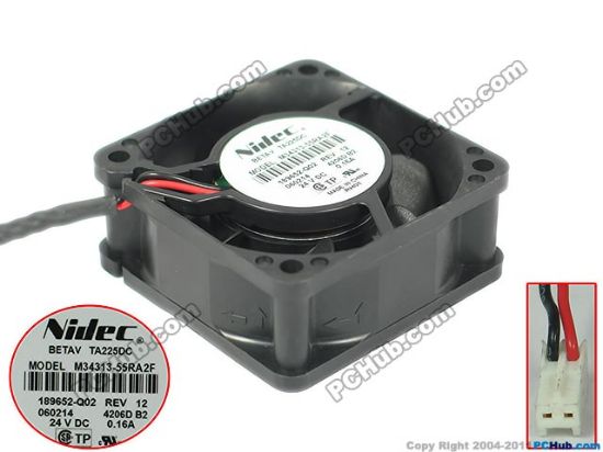 Picture of Nidec M34313-55RA2F Server - Square Fan 24V0.16A, sq60x60x25mm, 2W