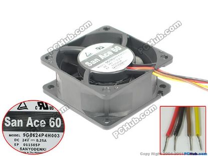 Picture of Sanyo Denki 9G0624P4H003 Server - Square Fan SF60x60x25, w4, 24V 0.25A