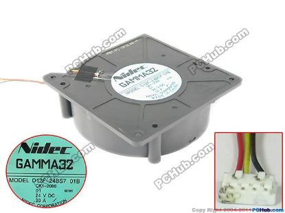 Picture of Nidec D12F-24BS7 Server - Blower Fan 01B, bw120x120x32mm, w50x3x4, DC 24V 0.30A
