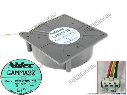 Picture of Nidec D12F-24BM Server - Blower Fan 02B, bw120x120x32mm, w80x3x3, 24V 0.40A