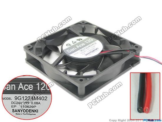 Picture of Sanyo Denki 9G1224M402 Server - Square Fan DC 24V 0.08A, 120x120x25mm, 2-WIRE