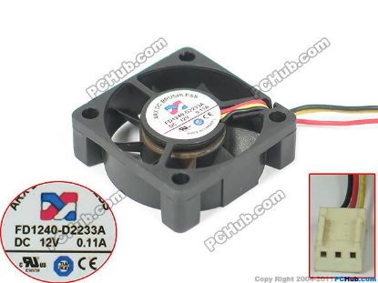 Picture of ARX FD1240-D2233A Server - Square Fan sq40x40x10, w60x3x3, 12V 0.11A