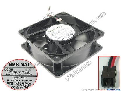 Picture of NMB-MAT / Minebea 4715SL-05W-B60 Server - Square Fan UR1, sq120x120x38,  w75x2x2, 24V 1.20A
