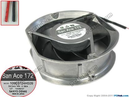 Picture of Sanyo Denki 109E5724H509 Server - Round Fan RF172x150x51, w2, 24V 0.58A, Steel,