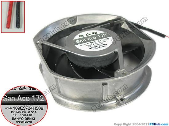 Picture of Sanyo Denki 109E5724H509 Server - Round Fan RF172x150x51, w2, 24V 0.58A, Steel,