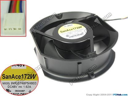 Picture of Sanyo Denki 9WG5748P5H003 Server - Round Fan Steel, rd172x172x51, 4w, DC 48V 1.62A