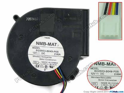 Picture of NMB-MAT / Minebea BG0903-B049-P0S Server - Blower Fan  09, bw97x97x33, 4-wire, 12V 2.65A