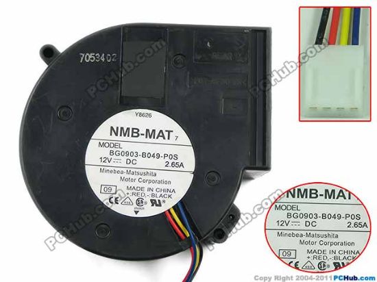 Picture of NMB-MAT / Minebea BG0903-B049-P0S Server - Blower Fan  09, bw97x97x33, 4-wire, 12V 2.65A