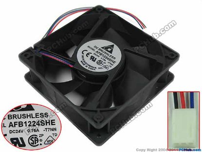 Picture of Delta Electronics AFB1224SHE Server - Square Fan -T7NN, sq120x120x38, w200x3x3, 24V 0.75A