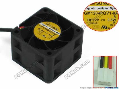 Picture of SUNON GM1204PQV1-8A Server - Square Fan R, sq40x40x28, w205x3x3, 12V 2.8W