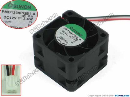 Picture of SUNON PMD1238PQB1-A Server - Square Fan PMD1238PQB1-A, (2).GN, 38X38X28mm, DC 12V 3.6W