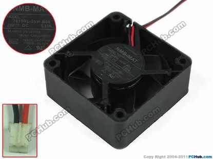 Picture of NMB-MAT / Minebea 2410RL-05W-B50 Server - Square Fan C03, sq60x60x25, 2-wire, 24V 0.11A