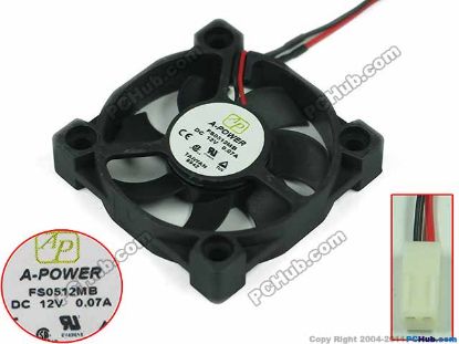 Picture of A-Power FS0512MB Server - Square Fan sq50x50x10, 2-wire, 12V 0.07A