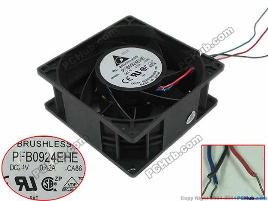 Picture of Delta Electronics PFB0924EHE Server - Square Fan CA86, sq90x90x38, 3-wire, 24V 0.42A