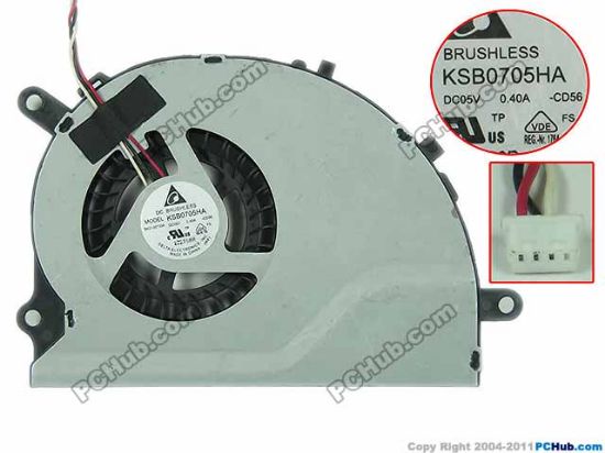 Picture of Delta Electronics KSB0705HA Cooling Fan  -CD56, 5V 0.50A, Bare Fan