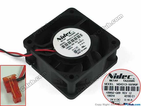 Picture of Nidec M34313-55RA9F Server - Square Fan G2, sq60x60x25mm, w80x2x2, 24 V0.16A