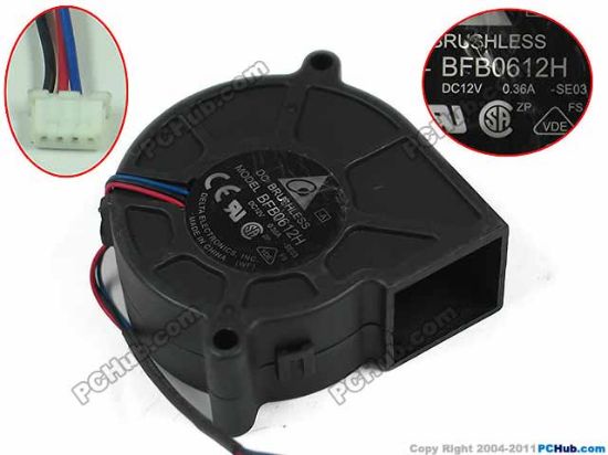 Picture of Delta Electronics BFB0612H Server - Blower Fan SE03, bw60x60x25mm, 3-wire, 12V 0.36A