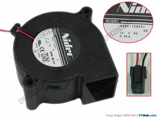 Picture of Nidec D06F-12B2S1 Server - Blower Fan 6, bw60x60x30mm, 2-wire, DC 12V 0.30A, 