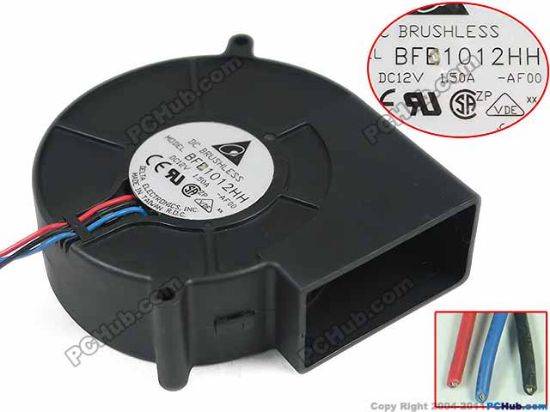 Picture of Delta Electronics BFB1012HH Server - Blower Fan -AF00, bw97x97x33mm, w80x3x3, DC 12V 1.50A