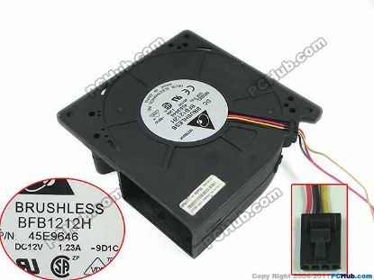 Picture of Delta Electronics BFB1212H Server - Blower Fan -9D1C, bw120x120x32mm, w100x3x3, DC 12V 1.23A