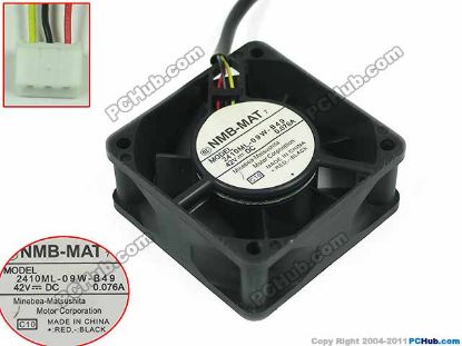 Picture of NMB-MAT / Minebea 2410ML-09W-B49 Server - Square Fan C10, sq60x60x25mm, w250x3x3, DC 12V 0.076A