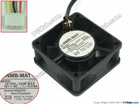 Picture of NMB-MAT / Minebea 2410ML-09W-B49 Server - Square Fan C10, sq60x60x25mm, w250x3x3, DC 12V 0.076A