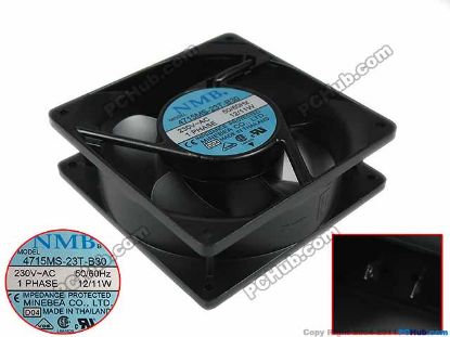 Picture of NMB-MAT / Minebea 4715MS-23T-B30 Server - Square Fan D04, sq119x119x38, 230V 12W