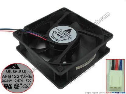Picture of Delta Electronics AFB1224VHE Server - Square Fan F00, DC 24V 0.57A, 120x120x38mm