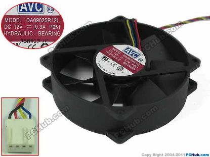 Picture of AVC DA09025R12L Server - Round Fan P051, dia92x92x25, w175x4x4, 12V 0.3A