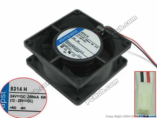 Picture of ebm-papst 8314 H Server - Square Fan sq80x80x32, 2-wire, 24V 6W