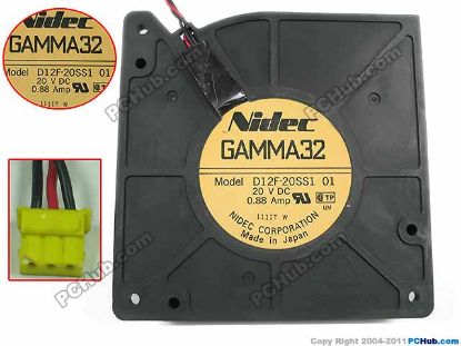 Picture of Nidec D12F-20SS1 Server - Square Fan DC 20V 0.88A, 120x120x32mm, 01, 3-wire