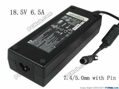 Picture of HP Common Item (HP) AC Adapter- Laptop 18.5V 6.5A, 7.4/5.0mm W/Pin, 3-Prong, Z39