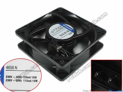 Picture of ebm-papst 4656N Server - Square Fan sq120x120x38, 2pin, 230V 19W