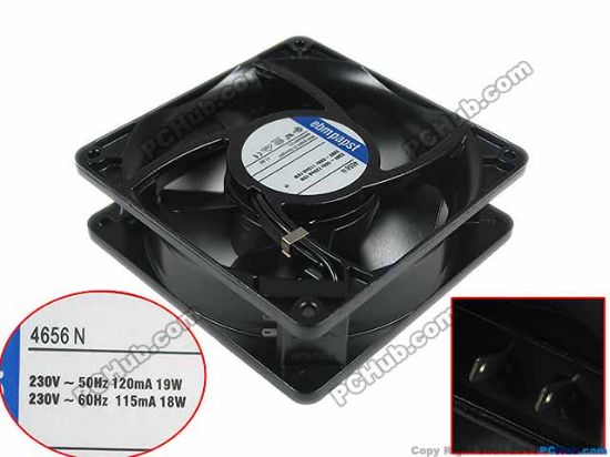 Picture of ebm-papst 4656N Server - Square Fan sq120x120x38, 2pin, 230V 19W