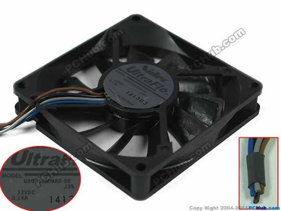 Picture of Nidec U80R12MMAB-58 Server - Square Fan J35, sq80x80x15, 4-wire, 12V 0.14A