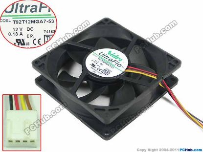 Picture of Nidec T92T12MGA7-53 Server - Square Fan sq92x92x25mm, 4-wire, 12V 0.18A
