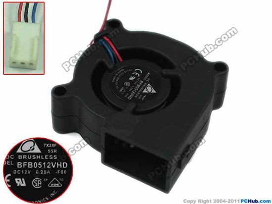 Picture of Delta Electronics BFB0512VHD Server - Blower Fan F00, bw50x50x20mm, 3-wire, 12V 0.28A