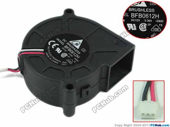 Picture of Delta Electronics BFB0612H Server - Blower Fan G920, bw60x60x25mm, 3-wire, 12V 0.36A