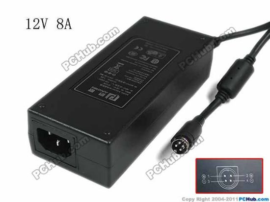 Picture of PCH OEM Power AC Adapter 5V-12V JC1208, 12V 8A, 4P P1&4=V+, C14