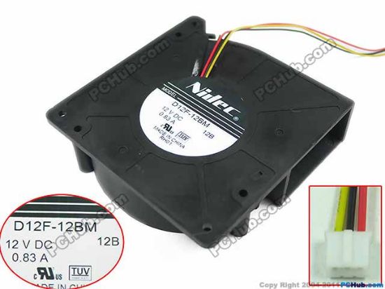 Picture of Nidec D12F-12BM Server - Blower Fan 12B, bw120x120x32, 3-wire, 12V 0.83A