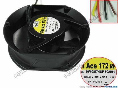 Picture of Sanyo Denki 9WG5748P5G001 Server - Round Fan dia172x150x51mm, 4-wire, 48V 2.91A