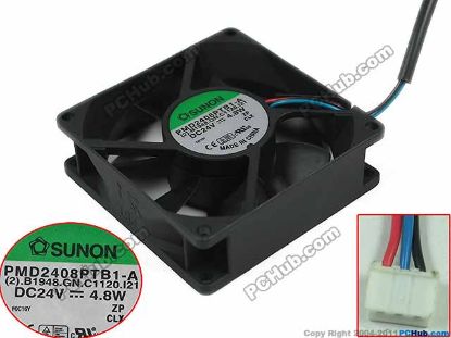 Picture of SUNON PMD2408PTB1-A Server - Square Fan (2).B1948.GN.C1120.121, sq80x80x25mm, DC 24V 4.8W,