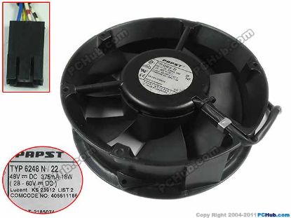 Picture of ebm-papst 6248 N/22 Server - Round Fan , dia172x172x51mm, w50x4x4, DC 48V 18W