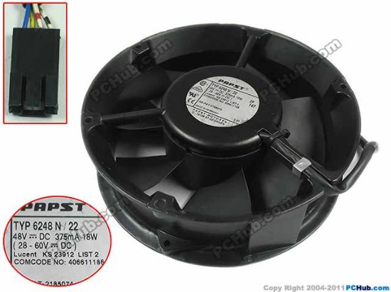 Picture of ebm-papst 6248 N/22 Server - Round Fan , dia172x172x51mm, w50x4x4, DC 48V 18W