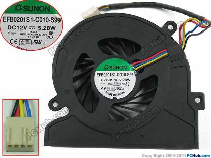 Picture of SUNON EFB0201S1-C010-S99 Cooling Fan  12V, Bare fan, w40x4x4
