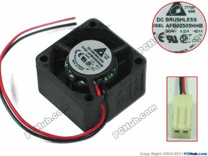 Picture of Delta Electronics AFB02505HB Server - Square Fan -6D1A, sq25x25x15mm, w80x2x2, DC 5V 0.23A